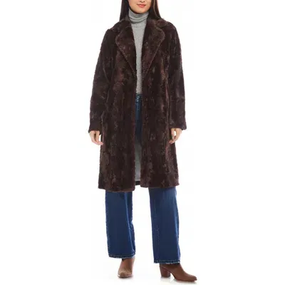 Karen Kane Faux Fur Coat In Brown