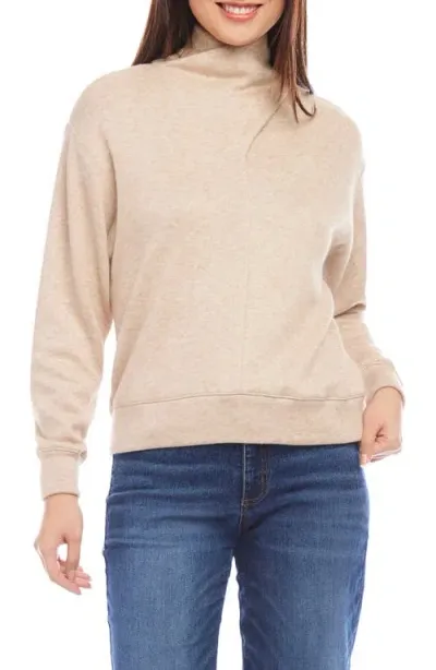 Karen Kane Faux Wrap Mock Neck Sweater In Oat