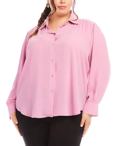 Karen Kane Plus Dropped Shoulder Blouse In Pink