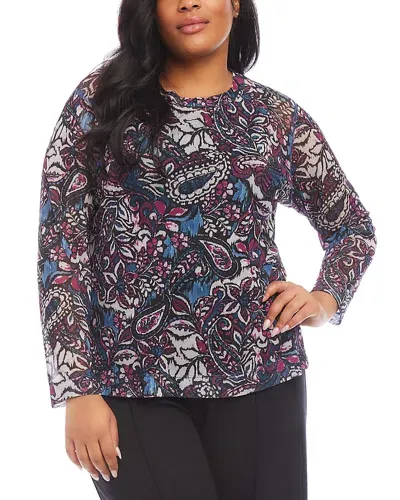 Karen Kane Plus Paisley Long Sleeve Top