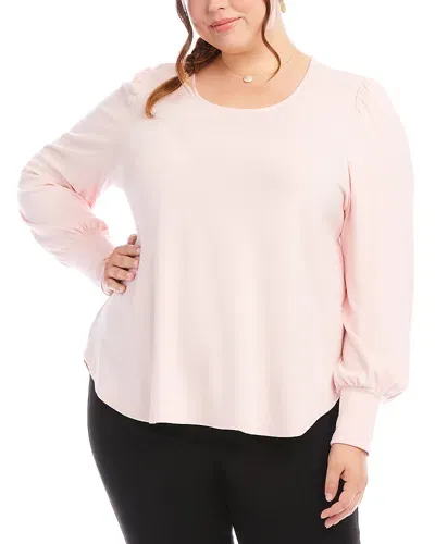 Karen Kane Plus Puff Sleeve Top In Pink