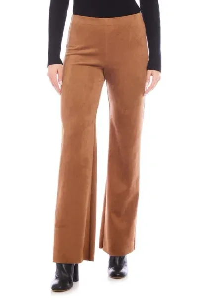 Karen Kane Presley Faux Suede Bootcut Pants In Cognac