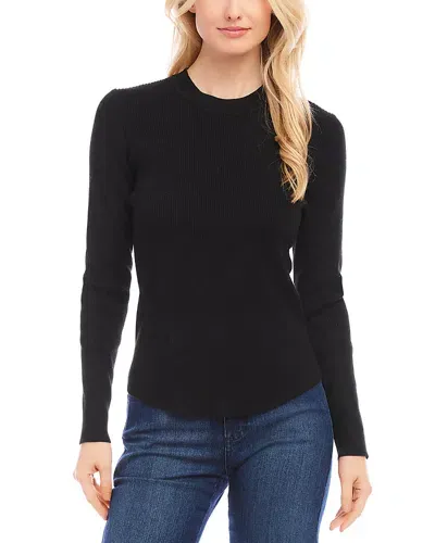 Karen Kane Ribbed Long Sleeve Tee In Black