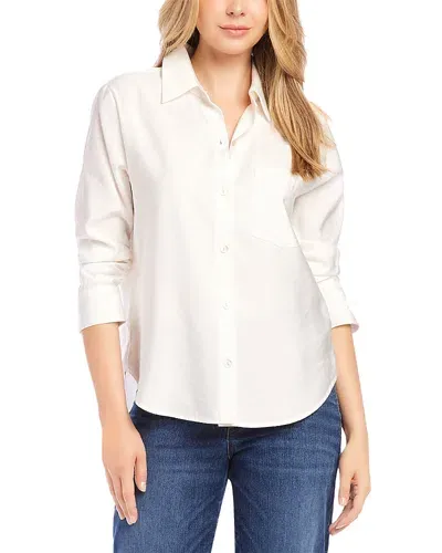 Karen Kane Ruched Sleeve Shirt In Off White