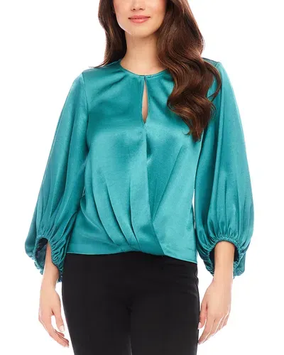 Karen Kane Satin Crossover Top In Glass