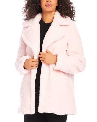 Karen Kane Sherpa Notch Collar Coat In Pink