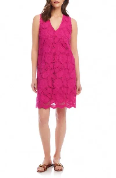 Karen Kane Sleeveless Cotton Blend Lace Shift Dress In Pink