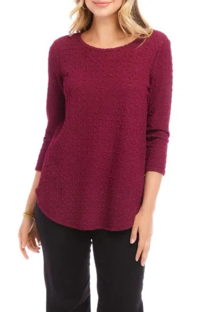 Karen Kane Textured Shirttail Top In Wine