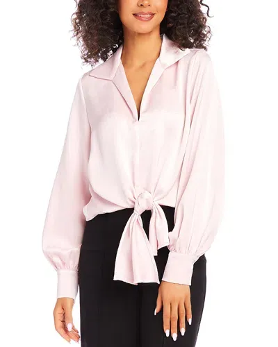 Karen Kane Tie Front Top In Pink