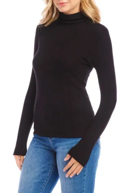 Karen Kane Turtleneck Rib Top In Black