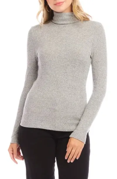 Karen Kane Turtleneck Rib Top In Gray