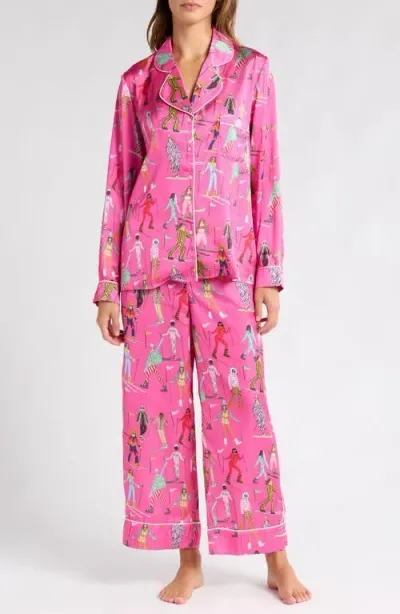 Karen Mabon Skiers Satin Pajamas In Pink