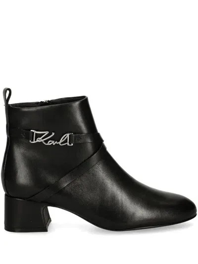 Karl Lagerfeld 50mm Logo Ankle Boots In Black