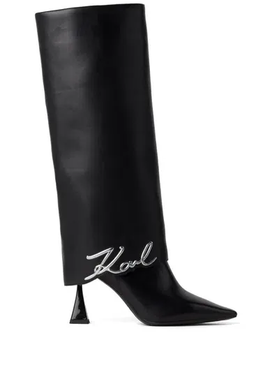 Karl Lagerfeld 90mm Debut Fold-down Boots In Black