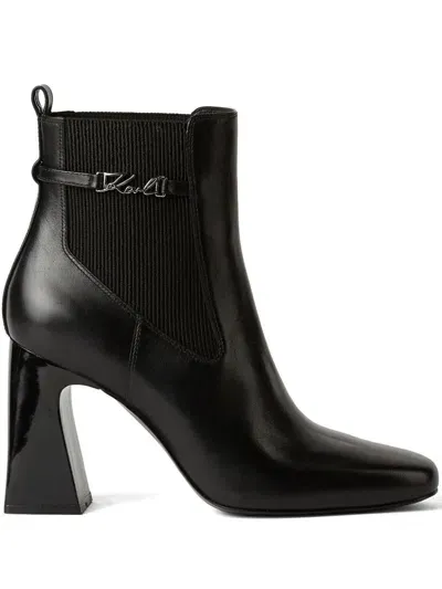 Karl Lagerfeld Astra Nova Leather Boots In Black