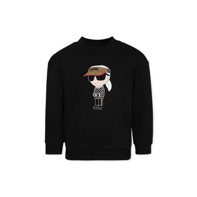 Karl Lagerfeld Kids' Graphic-print Fleece Sweatshirt In Black