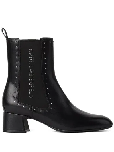 Karl Lagerfeld Bonnie Stud-embellished Boots In Black