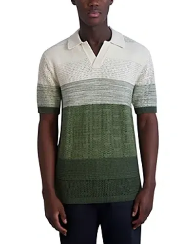 Karl Lagerfeld Color Block Polo Sweater In Olive/white