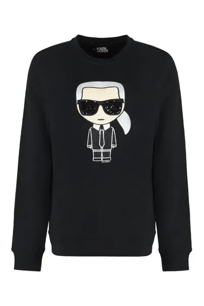 Karl Lagerfeld Cotton Crew-neck Sweatshirt In Black