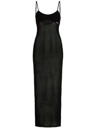 Karl Lagerfeld Crochet-knit Maxidress In Black