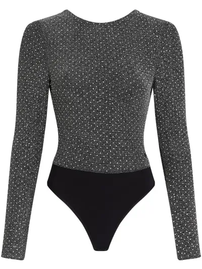 Karl Lagerfeld Crystal-embellished Bodysuit In Grey