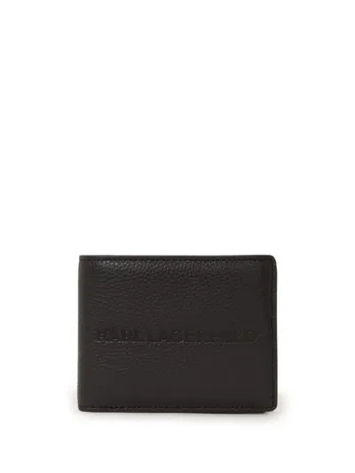 Karl Lagerfeld Essential Leather Bi-fold Wallet In 999 Black