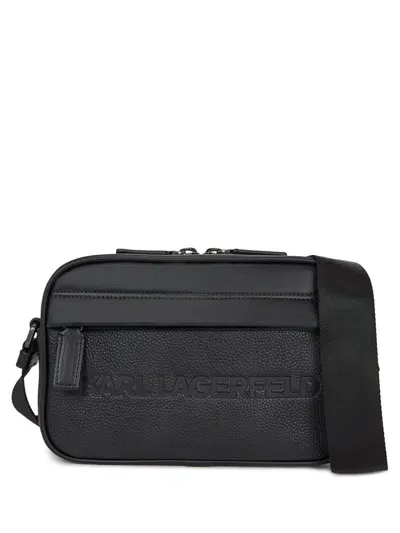 Karl Lagerfeld Essential Leather Cross Body Bag In 999