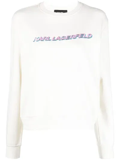 Karl Lagerfeld Future Logo Organic Cotton Sweatshirt In White