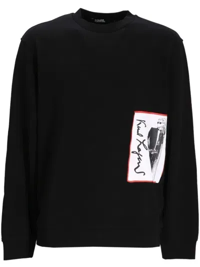 Karl Lagerfeld Graphic-stamp Sweatshirt In Black