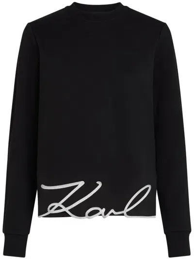 Karl Lagerfeld Hem Signature Sweatshirt In 999 Black