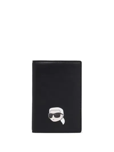 Karl Lagerfeld Ikon Passport Holder In Black