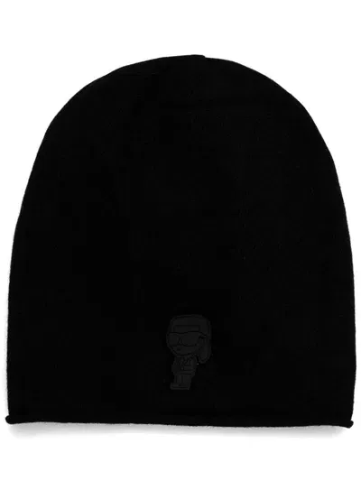 Karl Lagerfeld Ikonik Karl Beanie In Black