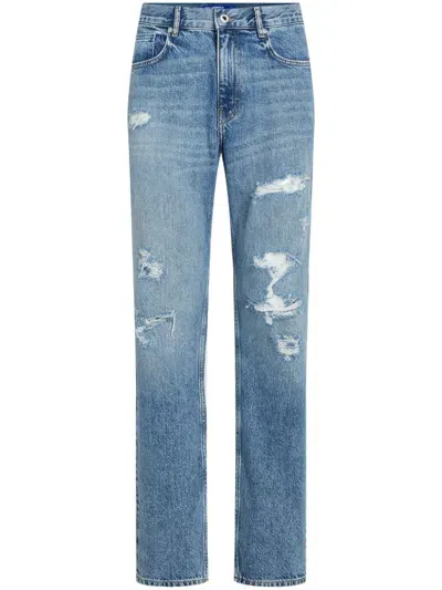 Karl Lagerfeld Jeans Distressed-effect Organic Cotton Jeans In Blue