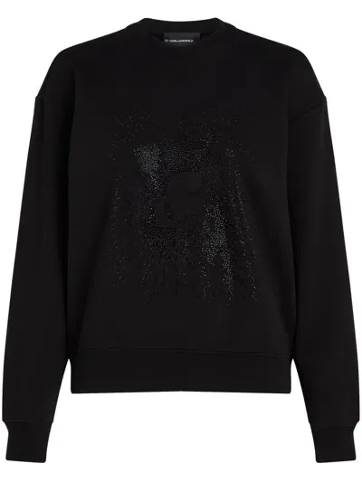 Karl Lagerfeld Kameo Rhinestone-embellished Sweatshirt In Schwarz