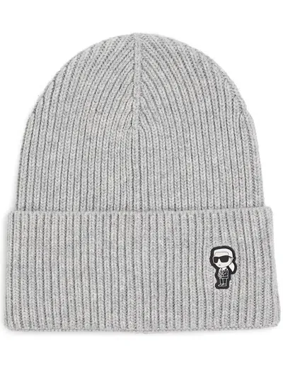 Karl Lagerfeld K/ikonik 2.0 Beanie In Grey