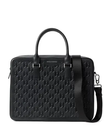 Karl Lagerfeld K/loom Leather Briefcase In 999