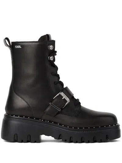 Karl Lagerfeld Kombat Roller Ankle Boots In Black