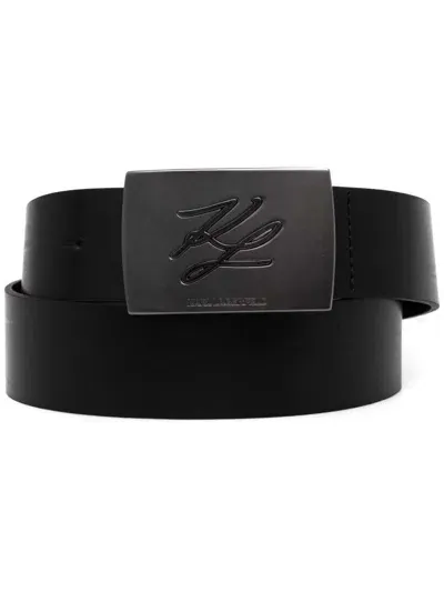 Karl Lagerfeld Leather Belt In Black