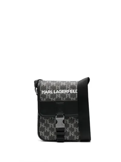 Karl Lagerfeld Logo-embossed Messenger Bag In Black