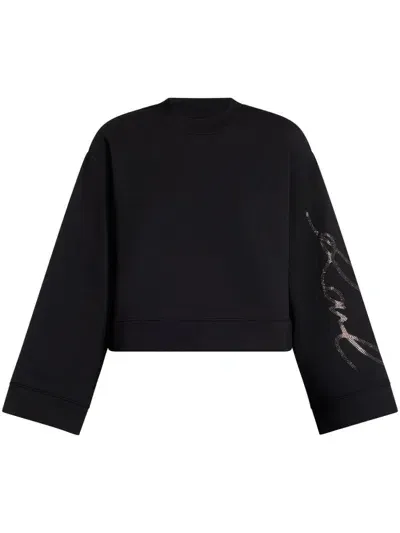 Karl Lagerfeld Logo-embroidered Sweatshirt In Black