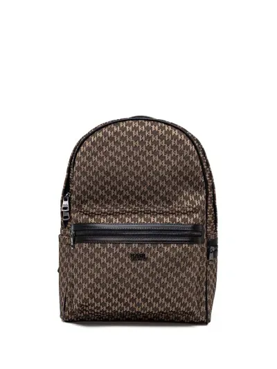 Karl Lagerfeld Logo-jacquard Backpack In Brown