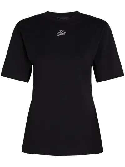 Karl Lagerfeld Logo-lettering Cotton T-shirt In Black