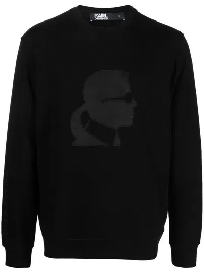 Karl Lagerfeld Logo-patch Crew Neck Sweatshirt In Schwarz