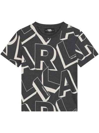 Karl Lagerfeld Logo-print Cotton T-shirt In 灰色