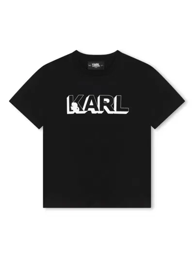 Karl Lagerfeld Kids' Logo-print Cotton T-shirt In Black