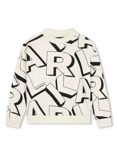 Karl Lagerfeld Kids' Logo-print Fleece Sweatshirt In White