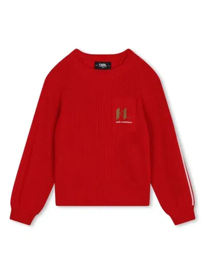 Karl Lagerfeld Kids' Logo-print Knit Jumper In Red