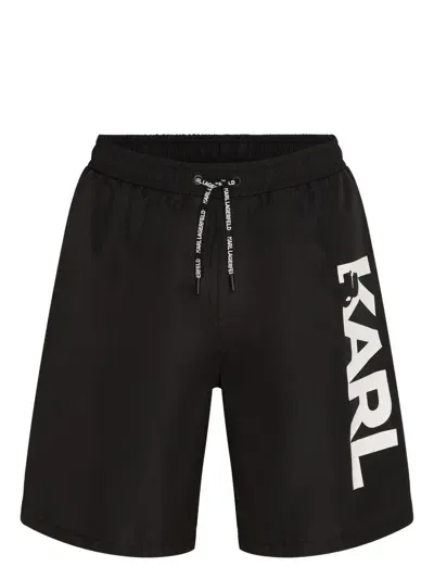 Karl Lagerfeld Logo-print Swim Shorts In Black