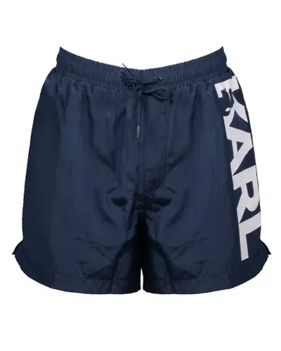 Karl Lagerfeld Logo Printed Board Shorts In Blue