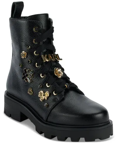 Karl Lagerfeld Makenzie Combat Booties In Black